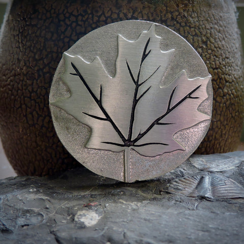 Maple Leaf Round Brooch