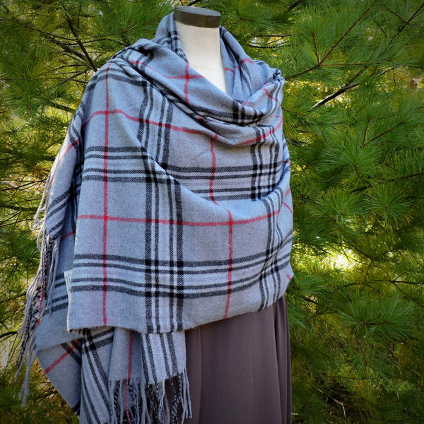 Button Shawl~Cashmere Blend Plaids