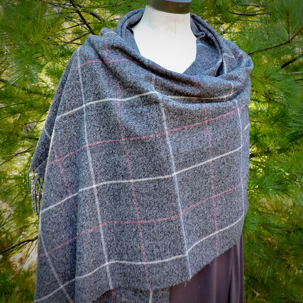 Button Shawl~Cashmere Blend Plaids