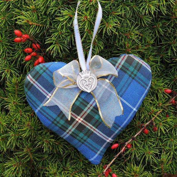 Cloves & Allspice Tartan Heart with Holiday Ribbon