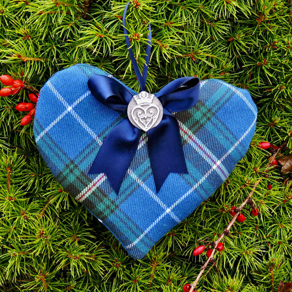 Cloves & Allspice Tartan Heart with Satin Ribbon