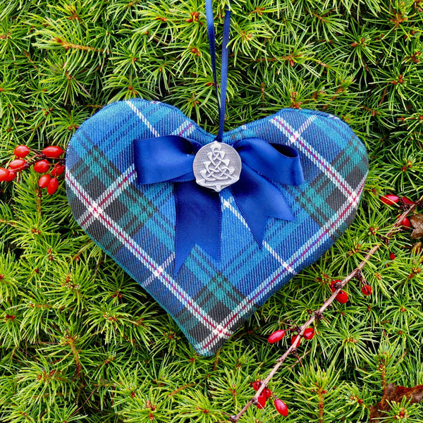 Cloves & Allspice Tartan Heart with Satin Ribbon