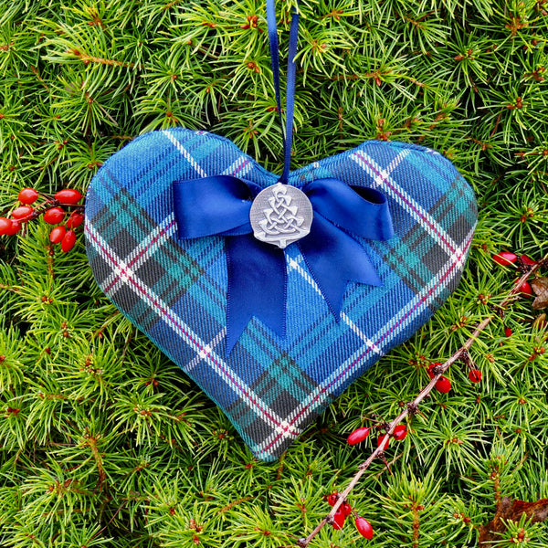 Lavender Tartan Heart with Satin Ribbon