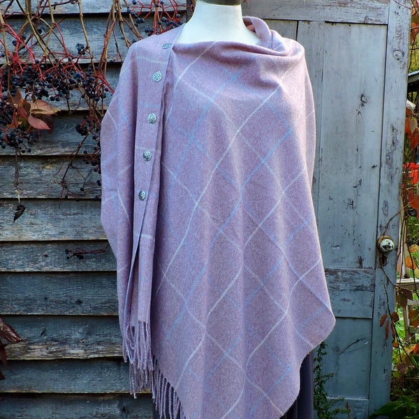 Button Shawl~Cashmere Blend Plaids