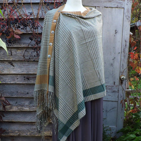 Button Shawl~Cashmere Blend Plaids