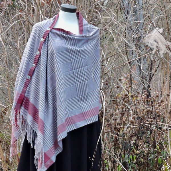 Button Shawl~Cashmere Blend Plaids