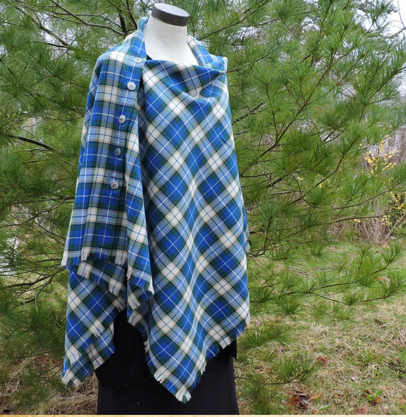 Button Shawl~ 100% Wool Tartan