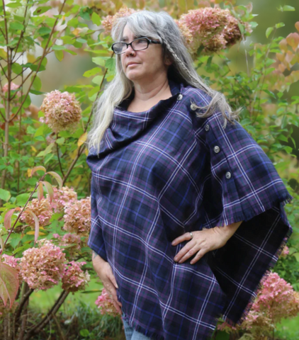 Button Shawl~ 100% Wool Tartan