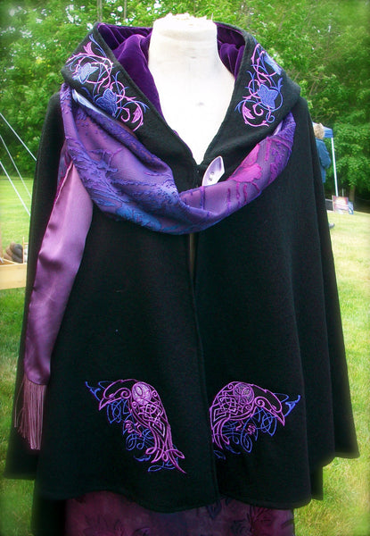 Celtic Embroidered Cape Raven Cape Celtic Cape