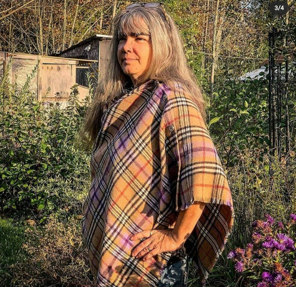 Button Shawl~Brushed Plaid