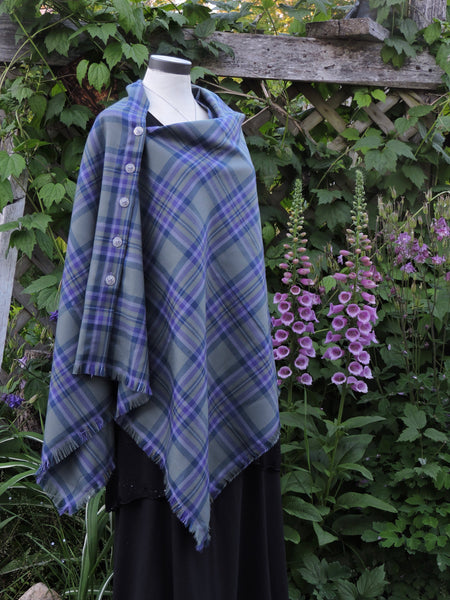 Button Shawl~ 100% Wool Speciality Tartan