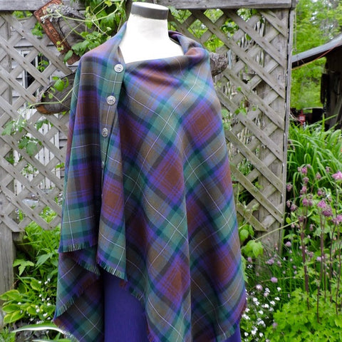 Button Shawl~100% Wool Clan Tartan