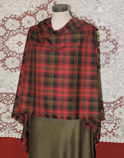 Tartan Button Shawl