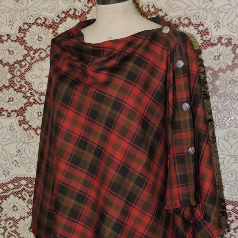 Tartan Button Shawl