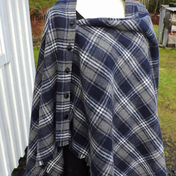 Button Shawl~Brushed Plaid