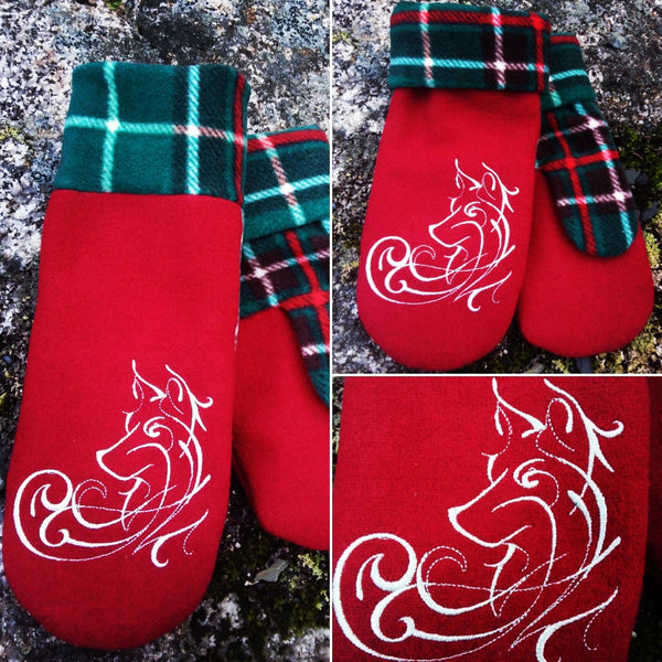 Mittens~ Fleece with Embroidery