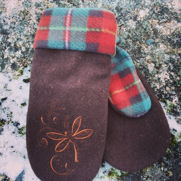 Mittens~ Fleece with Embroidery